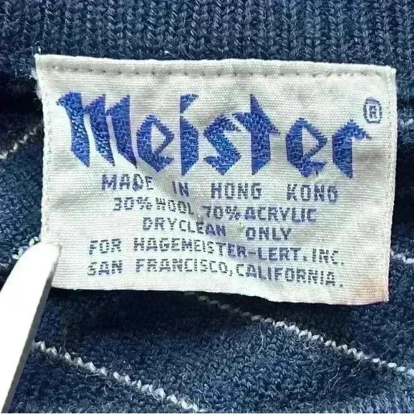 Vintage Meister Mens Large? Red/Blue Wool Blend Pullover Crewneck Ski Sweater - Picture 3 of 4